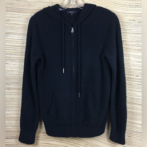 QUINCE Mongolian Cashmere Full-Zip Hoodie In Black Size M - Picture 6 of 13